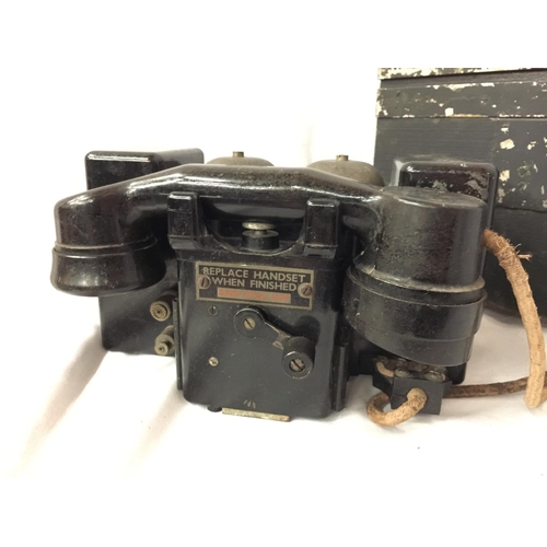 443 - A BOXED WORLD WAR II MILITARY FIELD TELEPHONE