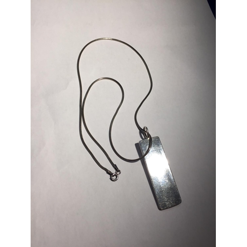 510 - A MARKED SILVER NECKLACE WITH A HALLMARKED BIRMINGHAM INGOT