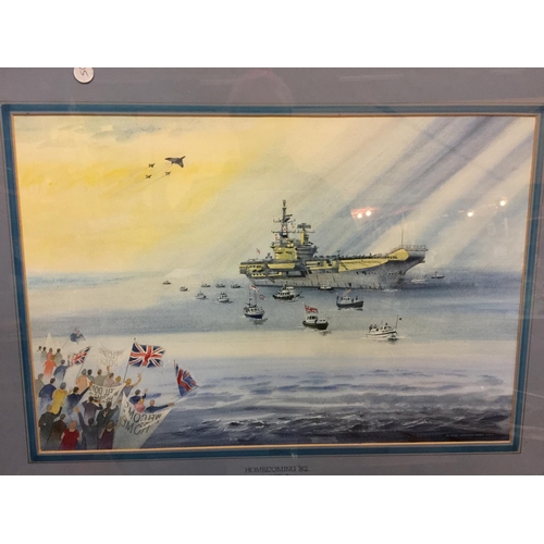 390A - 1982 WATERCOLOUR BY RENOWNED ARTIST GEORGE HAWKINS 'HOMECOMING'