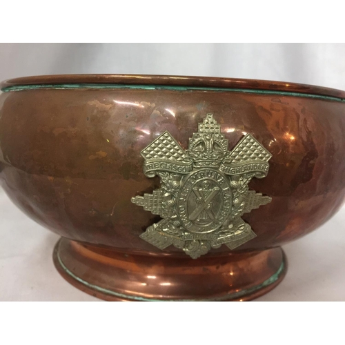 438 - A MILITARY HIGHLAND LIGHT INFANTRY COPPER BOWL