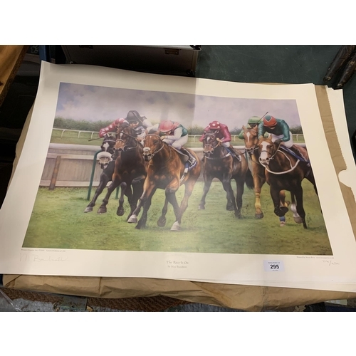 295 - A LARGE AMOUNT OF LIMITED EDITION PRINTS ENTITLED 'THE RACE IS ON', SIGNED TO THE BOTTOM LEFT BY MAX... 