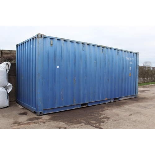 104 - A 20FT STEEL CONTAINER WITH ALUMINIUMTREAD PLATE FLOORING (IN VERY GOOD CONDITION) +VAT