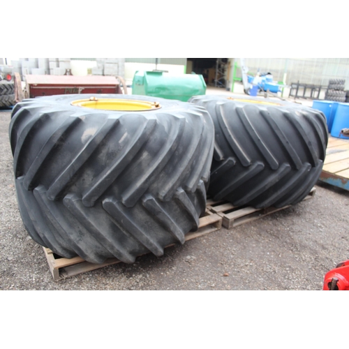 140 - A PAIR OF GOODYEAR TERRA TYRES WITH CHANGEABLE CENTRES 66 X 43.00 - 25  + VAT