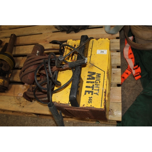 26 - A MIGHTY MITE 145 WELDER AND A PTO DRIVEN COMPRESSOR NO VAT