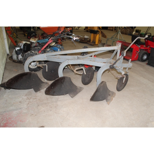 8 - A THREE FURROW GREY FERGUSON PLOUGH NO VAT