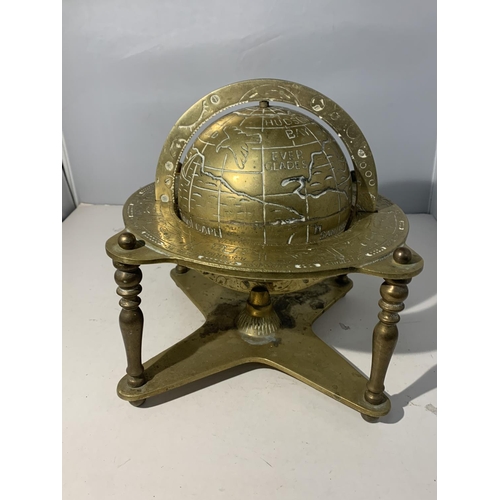 24 - A VICTORIAN HEAVY BRASS GLOBE