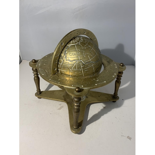 24 - A VICTORIAN HEAVY BRASS GLOBE