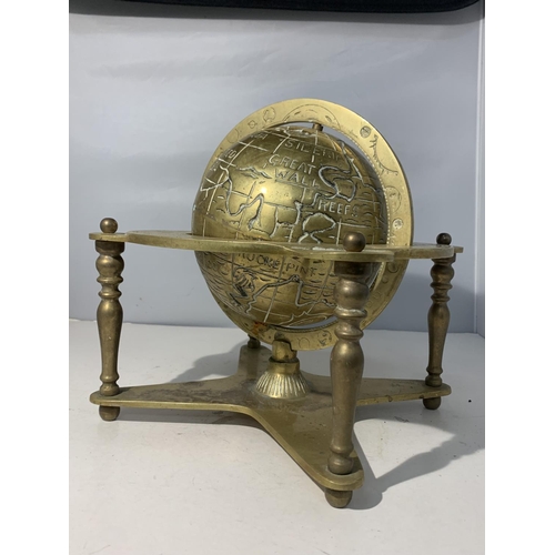 24 - A VICTORIAN HEAVY BRASS GLOBE