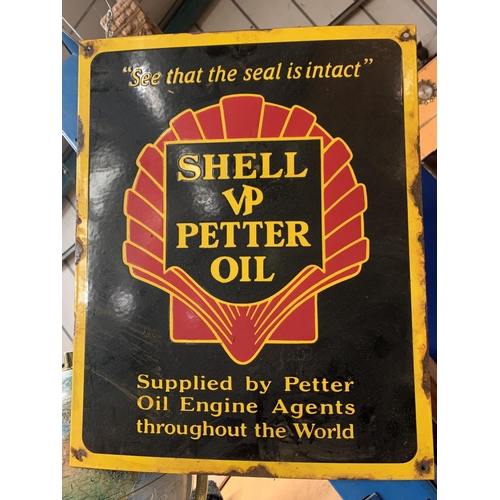 60 - AN ENAMEL SHELL VP PETTER OIL SIGN