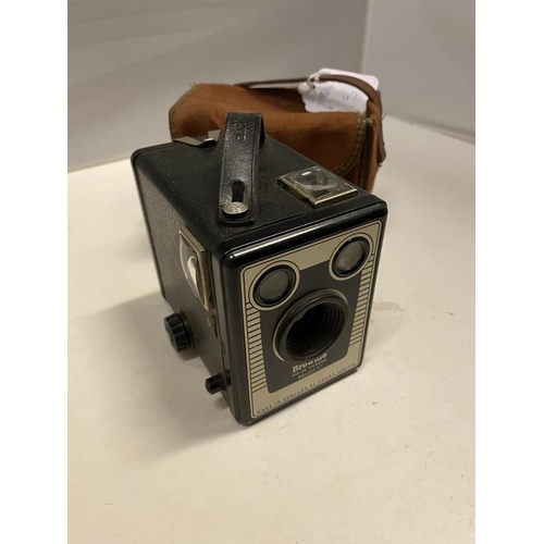 75 - A BOX BROWNIE CAMERA WITH THE ORIGINAL CASE