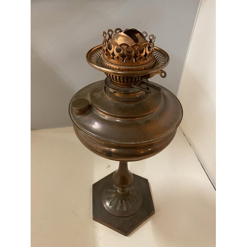 139 - A COPPER OIL LAMP BASE HEIGHT 43CM