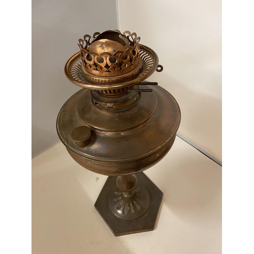 139 - A COPPER OIL LAMP BASE HEIGHT 43CM