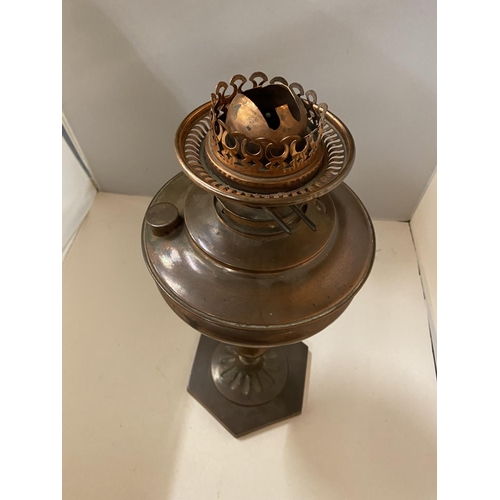 139 - A COPPER OIL LAMP BASE HEIGHT 43CM