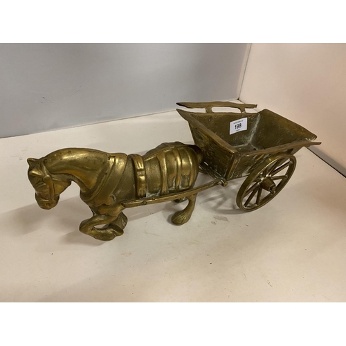 198 - A LARGE BRASS HORSE AND CART