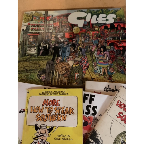 340 - A COLLECTION OF VINTAGE CARTOON BOOKS TO INCLUDE THREE GILES SUNDAY EXPRESS AND DAILY EXPRESS (1969,... 