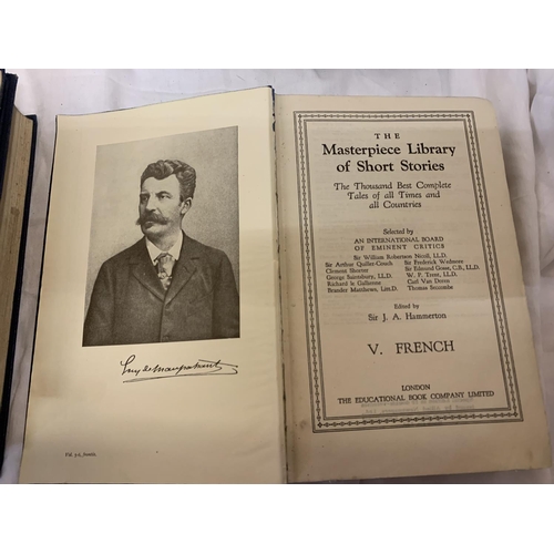 347 - A COLLECTION OF FOUR HARDBACKS 'MASTERPIECE LIBRARY OF SHORT STORIES' VOLUMES 3-10. THE WORLD'S THOU... 