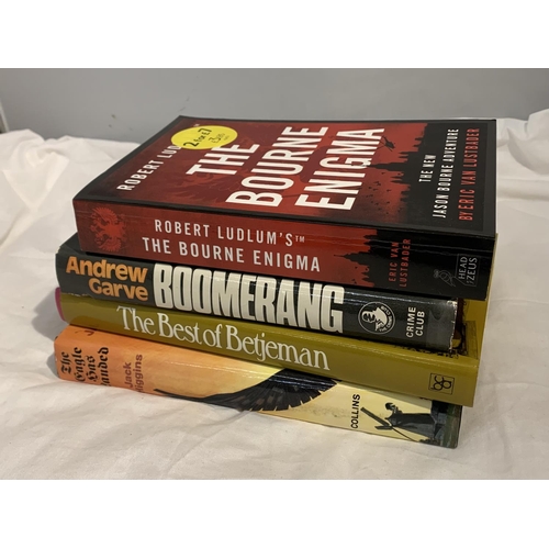 377 - THREE HARDBACKS TO INCLUDE FIRST EDITIONS BOOMERANG PRINTED 1969 BY ANDREW GARVE, THE EAGLE HAS LAND... 