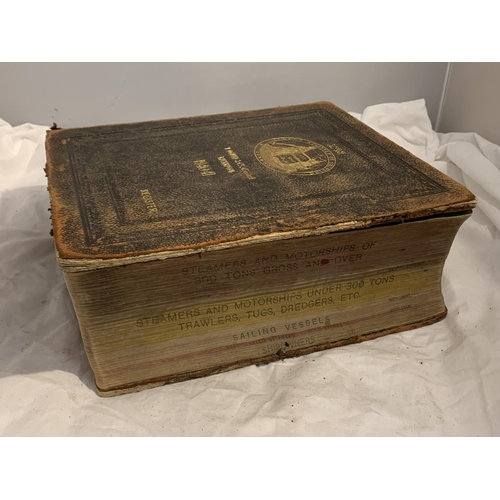 385 - A LLOYD'S REGISTER OF SHIPPING 1940-1941 LEATHER BOUND MARITIME LOG DETAILING STEAMERS MOTORSHIPS, T... 