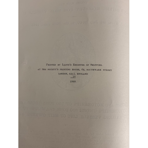 385 - A LLOYD'S REGISTER OF SHIPPING 1940-1941 LEATHER BOUND MARITIME LOG DETAILING STEAMERS MOTORSHIPS, T... 