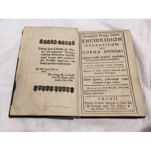 401 - A RELIGIGOUS LATIN BOOK ENTITLED 'PRAECIPUORUM THEOLOGIAE CAPITUM ENCHIRIDION DIDACTICUM: CUM APPEND... 