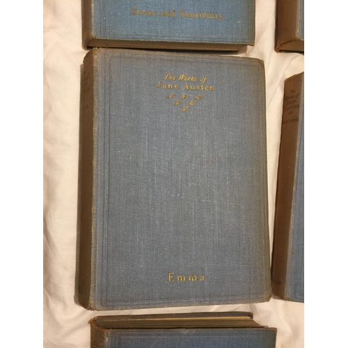 406 - A COMPLETE ADELPHI COLLECTION OF GILT LETTERED HARDBACKS 'THE WORKS OF JANE AUSTEN'. TO INCLUDE, PRI... 