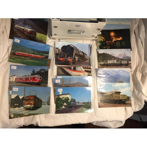 409 - A LARGE COLLECTION OF APPROXIMATELY 500 SLEEVED VINTAGE POSTCARDS, CONSISTING OF MOSTLY ALL LOCOMOTI... 