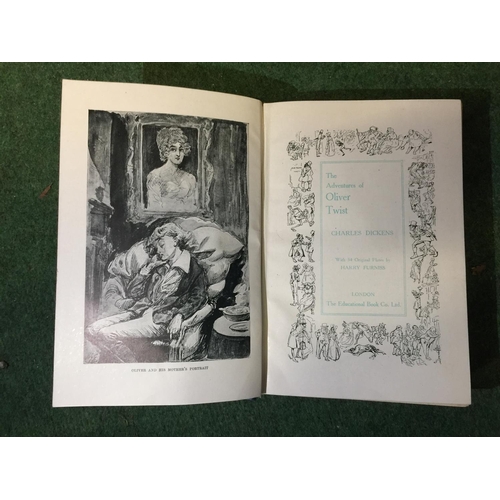 413 - A CHARLES DICKENS COMPLETE LIBRARY ON THE SHELVING IN 18 VOLUMES WITH 1200 ILLUSTRATIONS INCLUDING F... 