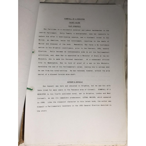 432 - A MANUSCRIPT OF 67,000 WORDS ENTITLED 'DOWNFALL OF A MINISTER' BY KENNETH GUNNELL PRINTED 1999