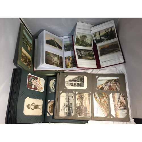 437 - A LARGE COLLECTION OF VINTAGE POSTCARDS IN FIVE ALBUMS TO INCLUDE MOSTLY VARIOUS GEOGRAPHICAL LOCATI... 