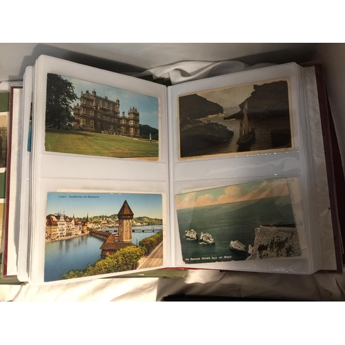 437 - A LARGE COLLECTION OF VINTAGE POSTCARDS IN FIVE ALBUMS TO INCLUDE MOSTLY VARIOUS GEOGRAPHICAL LOCATI... 