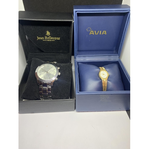 546 - TWO BOXED WRISTWATCHES TO INCLUDE AN AVIA AND A JEAN BELLECOUR