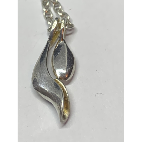 551 - FOUR MARKED SILVER NECKLACES WITH PENDANTS TO INCLUDE A FISH, STONE PENDANT ETC