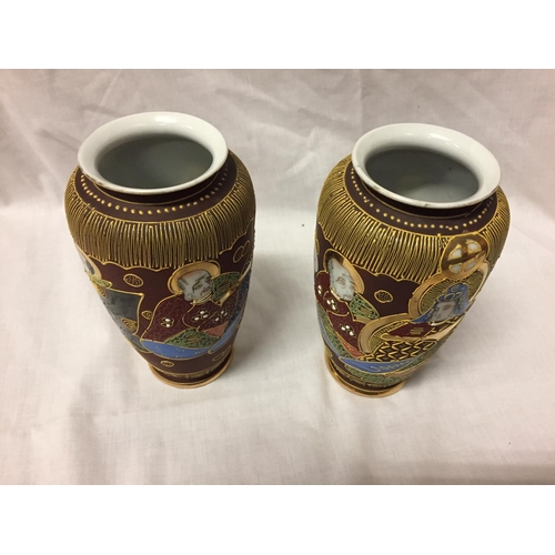 713 - A PAIR OF SATSUMA VASES