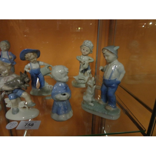 758 - SEVEN CONTINENTAL CERAMIC FIGURES