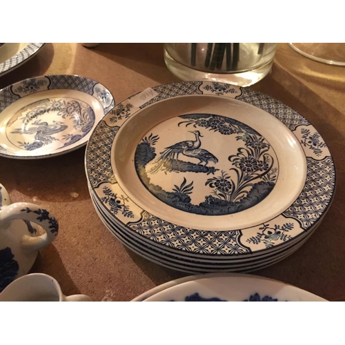 803 - A QUANTITY OF BLUE AND WHITE CERAMICS TO INCLUDE CAULDON PLATES, WOOD & SONS PLATTERS, CUPS, SAUCERS... 