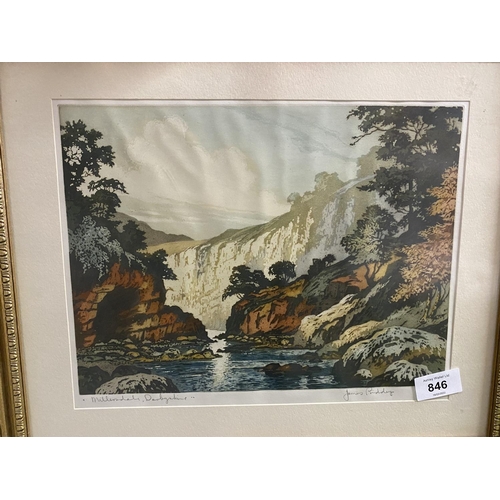 846 - A GILT FRAMED PICTURE 'MILLERS DALE, DERBYSHIRE' SIGNED BY JAMES PRIDDEY