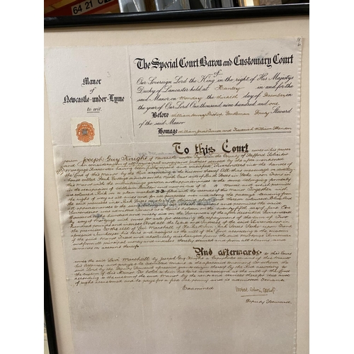 888 - A FRAMED COURT DOCUMENT