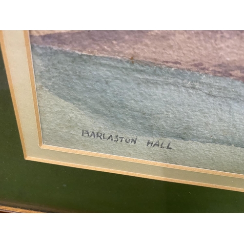 918 - A FRAMED WATERCOLOUR OF BARLASTON HALL SIGNED A C WHITE 1973, SIZE 77CM X 55CM