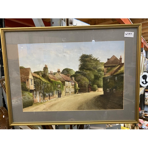 956 - TWO FRAMED PRINTS, ONE SIGNED WITH A CANAL SCENE AND THE OTHER A RURAL STREET SCENE