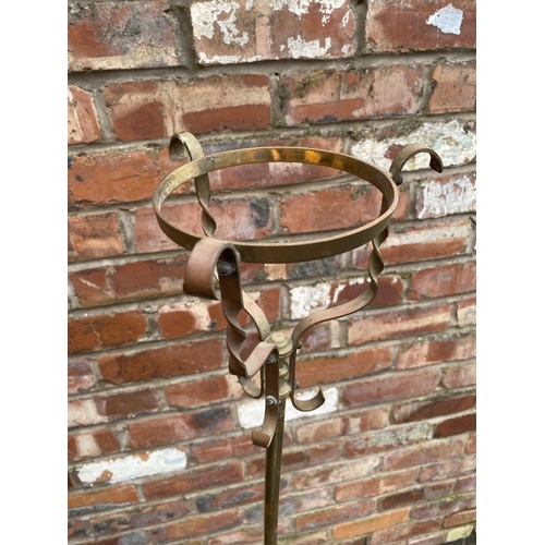 967 - AN ART NOVEAU STYLE WROUGHT IRON LAMP STAND HEIGHT 173CM