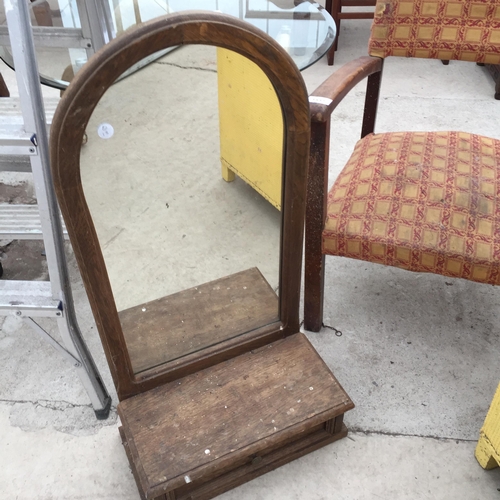 1537 - A LLOYD LOOM STYLE OTTOMAN, A SMALL CHAIR AND A DRESSING TABLE MIRROR