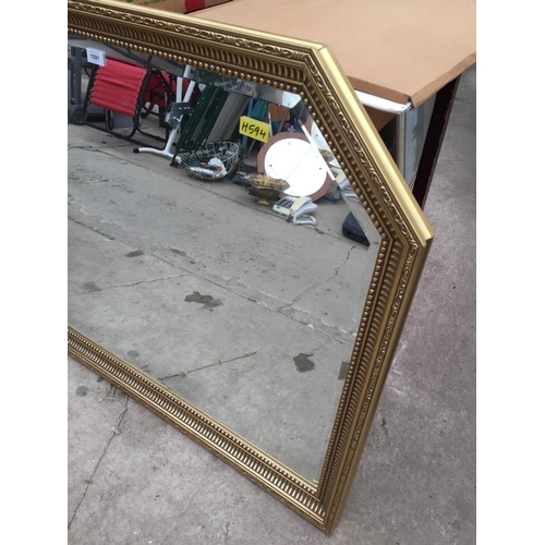 1591 - A LARGE DECORATIVE GILT FRAMED WALL MIRROR