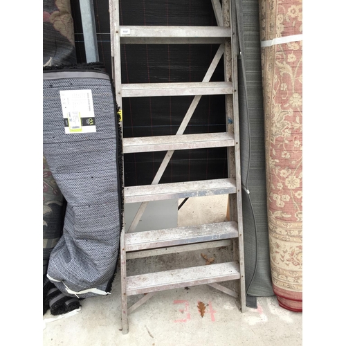 1597 - A LARGE ELEVEN RUNG ALUMINIUM STEP LADDER