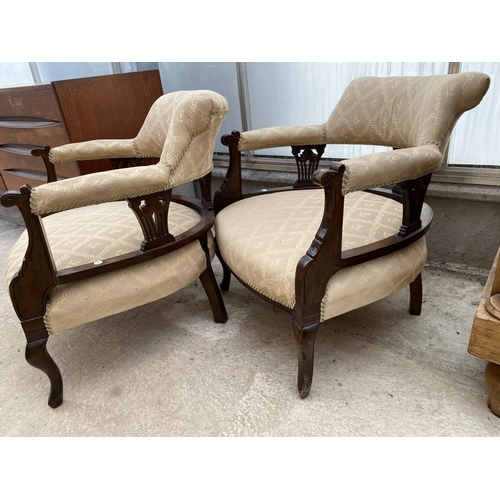 2004 - A PAIR OF VICTORIAN SPRUNG AND UPHOLSTERED TUB CHAIRS