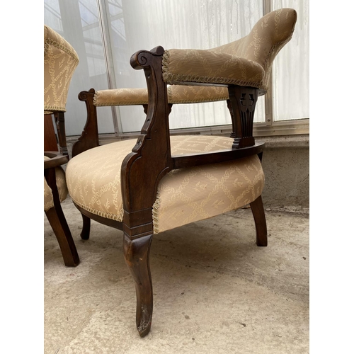 2004 - A PAIR OF VICTORIAN SPRUNG AND UPHOLSTERED TUB CHAIRS