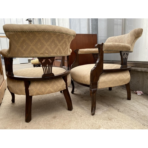 2004 - A PAIR OF VICTORIAN SPRUNG AND UPHOLSTERED TUB CHAIRS