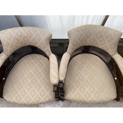 2004 - A PAIR OF VICTORIAN SPRUNG AND UPHOLSTERED TUB CHAIRS