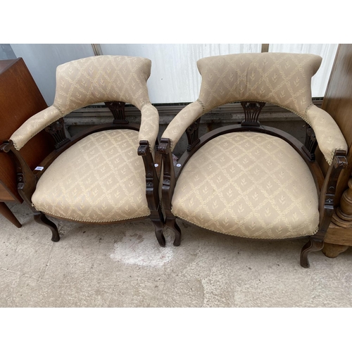 2004 - A PAIR OF VICTORIAN SPRUNG AND UPHOLSTERED TUB CHAIRS