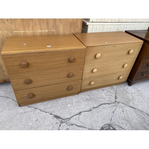 2087 - A PAIR OF RETRO TEAK CHESTS OF THREE DRAWERS, EACH 30