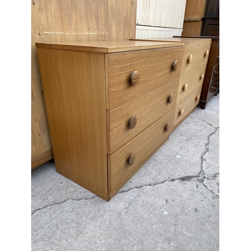 2087 - A PAIR OF RETRO TEAK CHESTS OF THREE DRAWERS, EACH 30